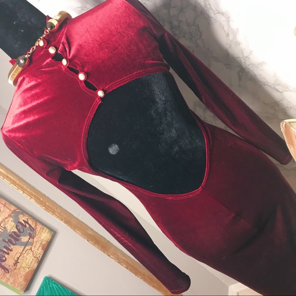 Fashion Nova Velvet Midi Dress - Picture 6 of 7